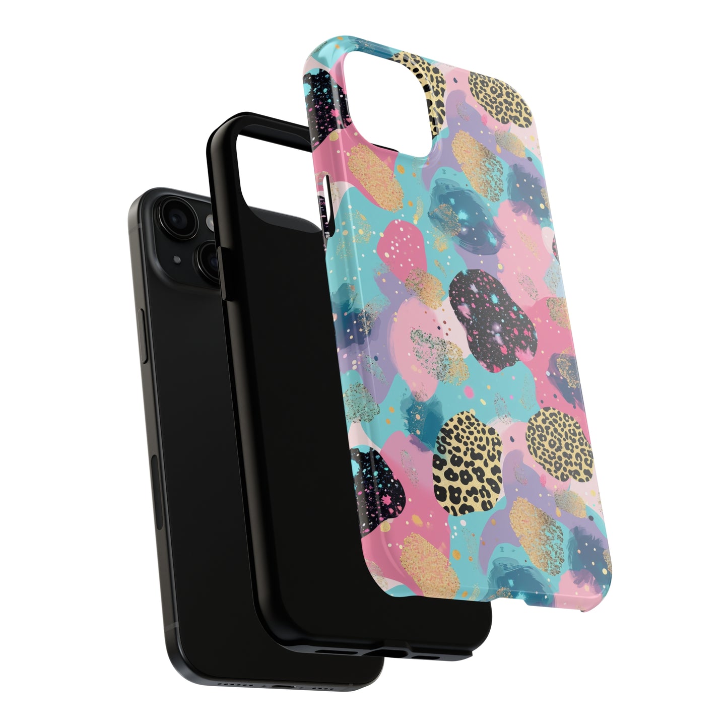 Multicolor pattern with alternating leopard print Design Tough Phone Case compatible with a large variety of iPhone models, Gift, Phone Case