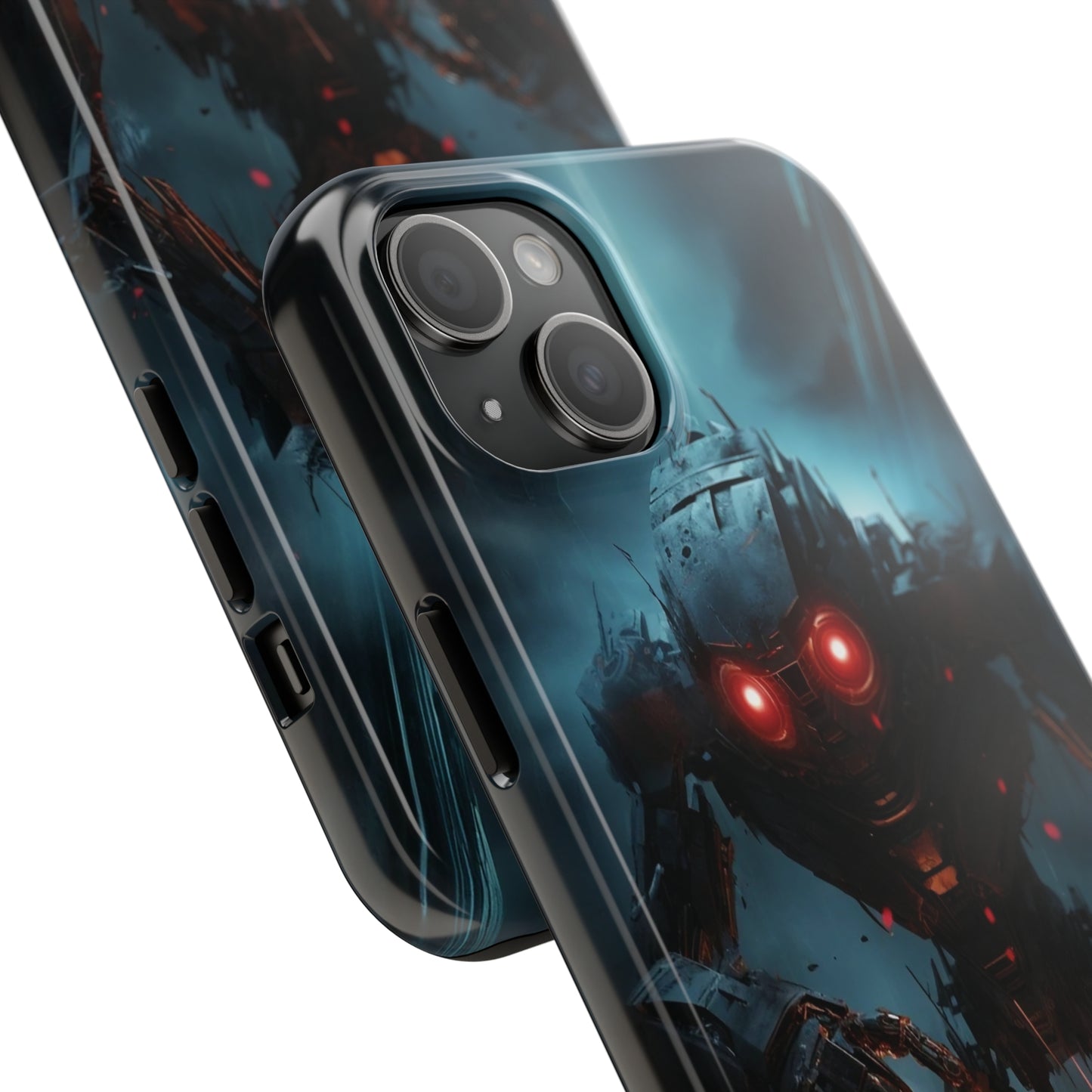 Futuristic Robot Battle iPhone Case, Sci-Fi Mech Warrior with Laser, Protective Phone Cover, Cool Tech Design for iPhone Models, Durable Phone Accessory Gift, Tough iPhone Case