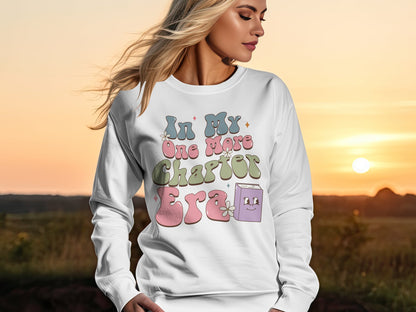 Aesthetic Pastel Book Lover Sweatshirt, Cute Reading Pullover, Cozy Bookish Apparel, In My Chapter Era Graphic Top, Unisex Heavy Blend™ Crewneck Sweatshirt