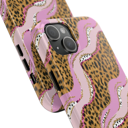 Cheetah Waves with Pink and Gold Design Phone Case- Lightweight, Impact Resistant Cover for iPhone 6, 6s, 12, 13, 14, 15