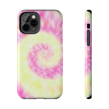 Pink and Yellow Tie Dye Design Phone Case- Lightweight, Impact Resistant Cover for iPhone 6, 6s, 12, 13, 14, 15