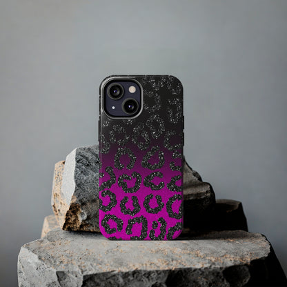 Pink and Black Ombre Leopard Design Phone Case- Lightweight, Impact Resistant Cover for iPhone 6, 6s, 12, 13, 14, 15