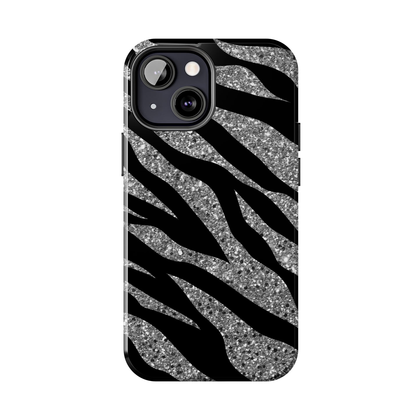 Silver and Black Zebra Print Design  Phone Case- Lightweight, Impact Resistant Cover for iPhone 6, 6s, 12, 13, 14, 15