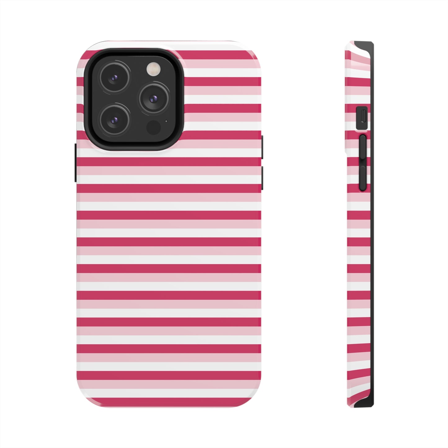 Pink and White Girly Stripe print Design Tough Phone Case compatible with a large variety of iPhone models, Gift, Phone Case