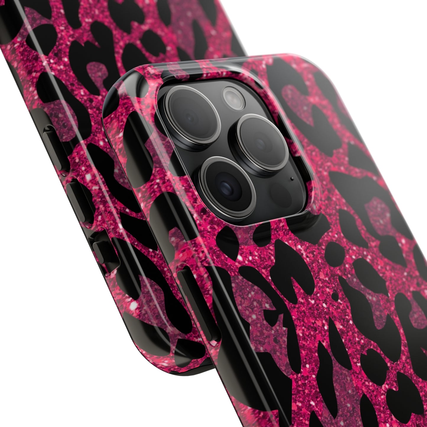 Pink and Black Leopard Design Phone Case- Lightweight, Impact Resistant Cover for iPhone 6, 6s, 12, 13, 14, 15