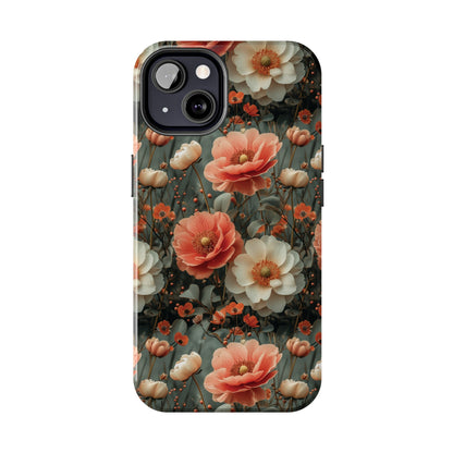 Elegant Peach Flowers Protective Cover, Botanical Garden design Tough Phone Case compatible with a large variety of iphone models