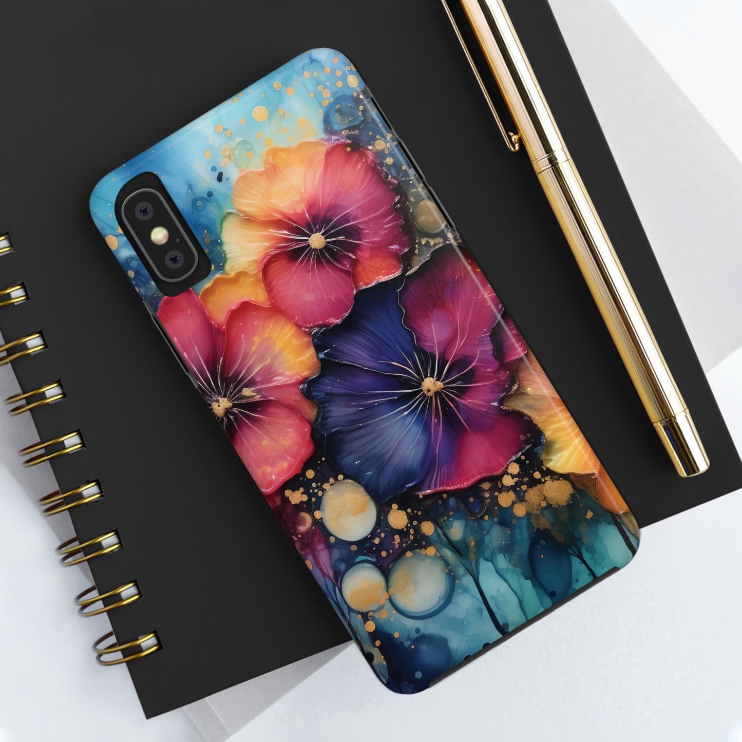 Vibrant 3D Watercolor Flowers print Design Tough Phone Case compatible with a large variety of iPhone models, Gift, Phone Case