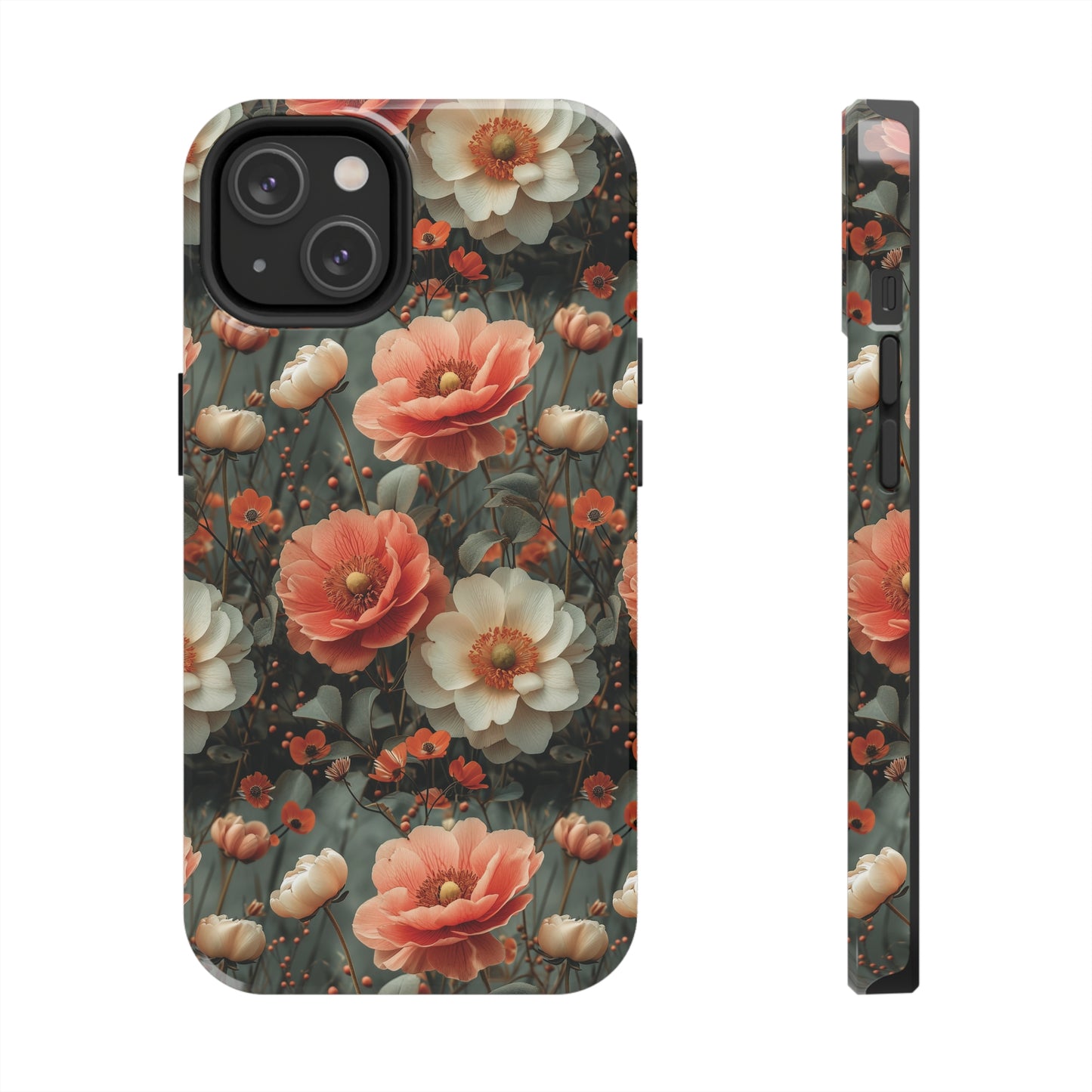 Elegant Peach Flowers Protective Cover, Botanical Garden design Tough Phone Case compatible with a large variety of iphone models