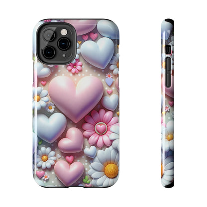 Pastel Heart and Flower Digital print Design Tough Phone Case compatible with a large variety of iPhone models, Gift, Phone Case