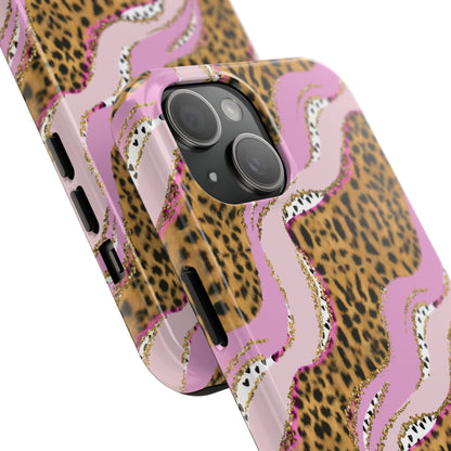 Cheetah Waves with Pink and Gold Design Phone Case- Lightweight, Impact Resistant Cover for iPhone 6, 6s, 12, 13, 14, 15