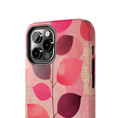 Girly Pink Abstract Leaf Design Tough Phone Case