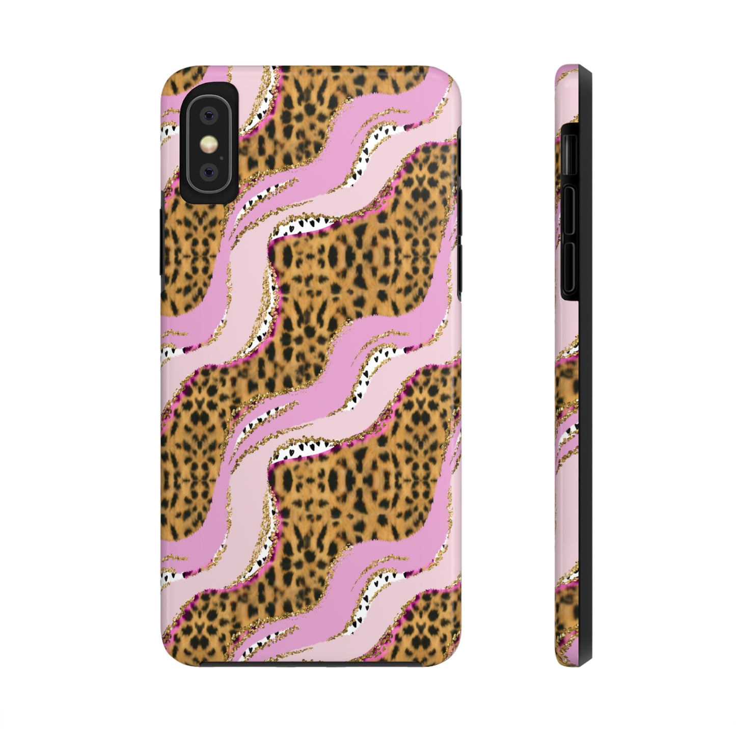 Cheetah Waves with Pink and Gold Design Phone Case- Lightweight, Impact Resistant Cover for iPhone 6, 6s, 12, 13, 14, 15