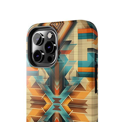 Beautiful Blue and Cream Native American Pattern Design Tough Phone Case compatible with a large variety of iPhone models, Gift, Phone Case