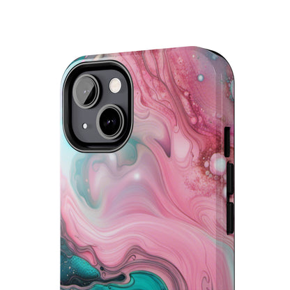 Pink and Teal Alcohol Ink Pattern Design Phone Case compatible with a large variety of iPhone models, Phone Case, Gift