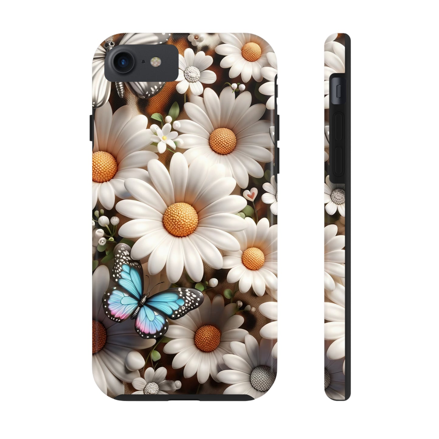 Butterflies, Leopard Print & Daisies Digital print Design Tough Phone Case compatible with a large variety of iPhone models,Gift, Phone Case