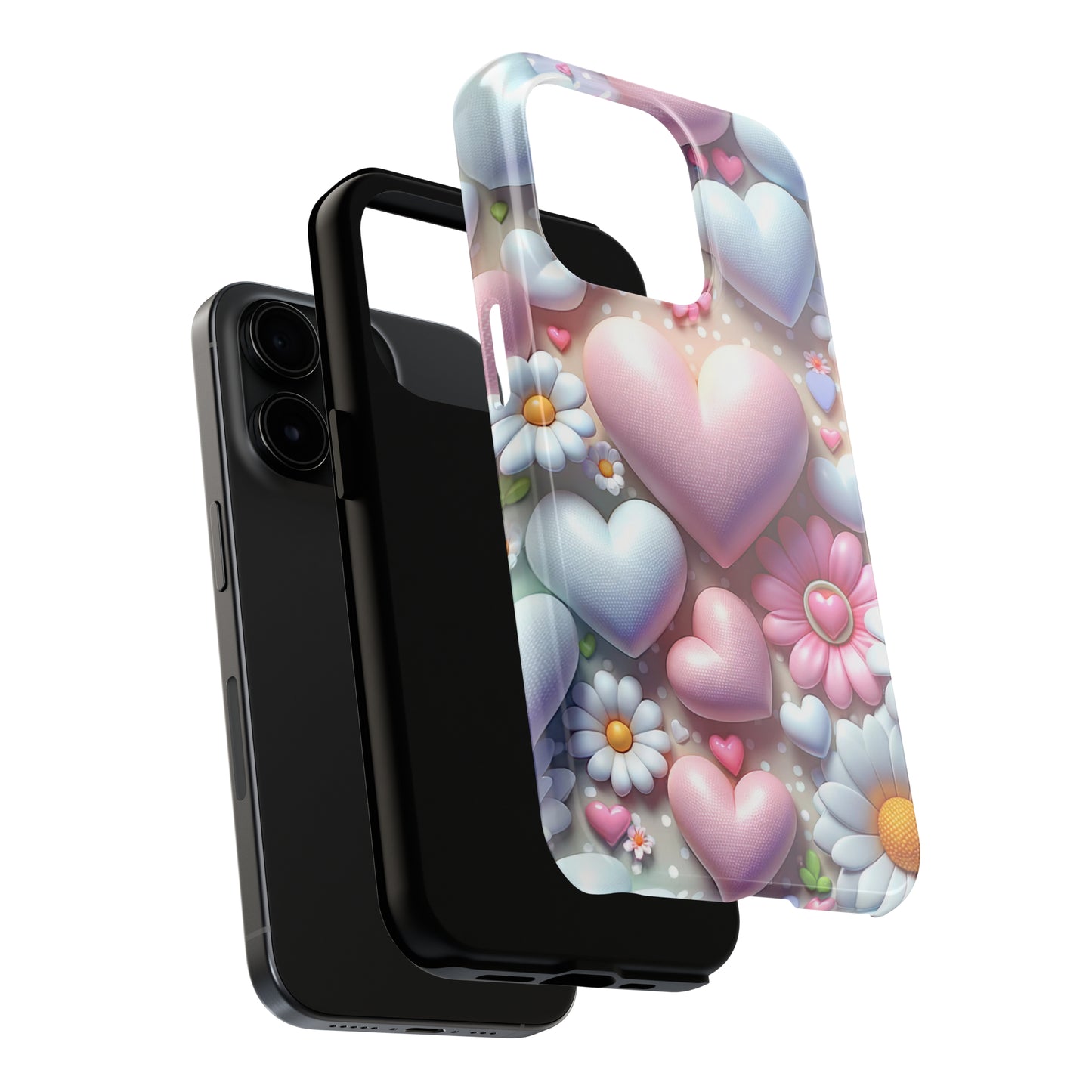 Pastel Heart and Flower Digital print Design Tough Phone Case compatible with a large variety of iPhone models, Gift, Phone Case