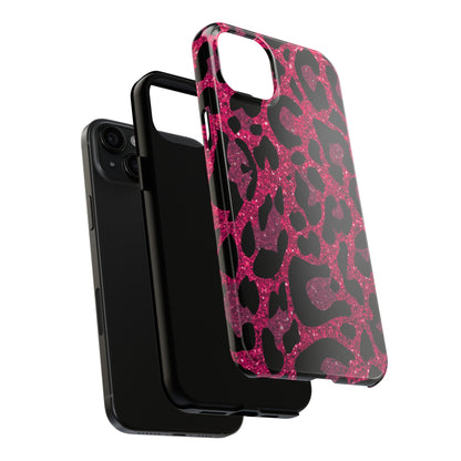 Pink and Black Leopard Design Phone Case- Lightweight, Impact Resistant Cover for iPhone 6, 6s, 12, 13, 14, 15