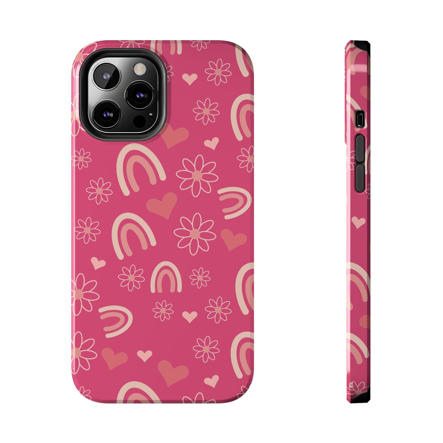 Dark Pink Boho Rainbow print Design Tough Phone Case compatible with a large variety of iPhone models, Gift, Phone Case