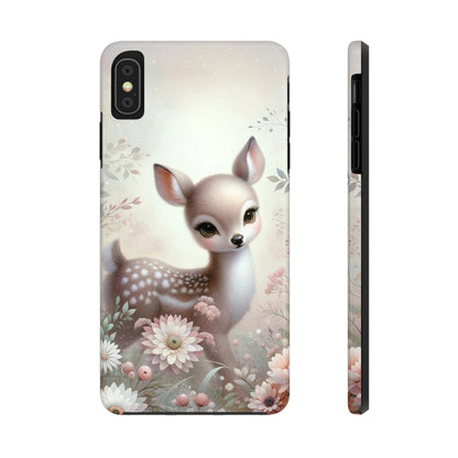 Cute Fawn and Floral print Design Tough Phone Case compatible with a large variety of iPhone models, Gift, Phone Case