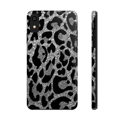 Silver and Black Leopard Design Phone Case- Lightweight, Impact Resistant Cover for iPhone 6, 6s, 12, 13, 14, 15