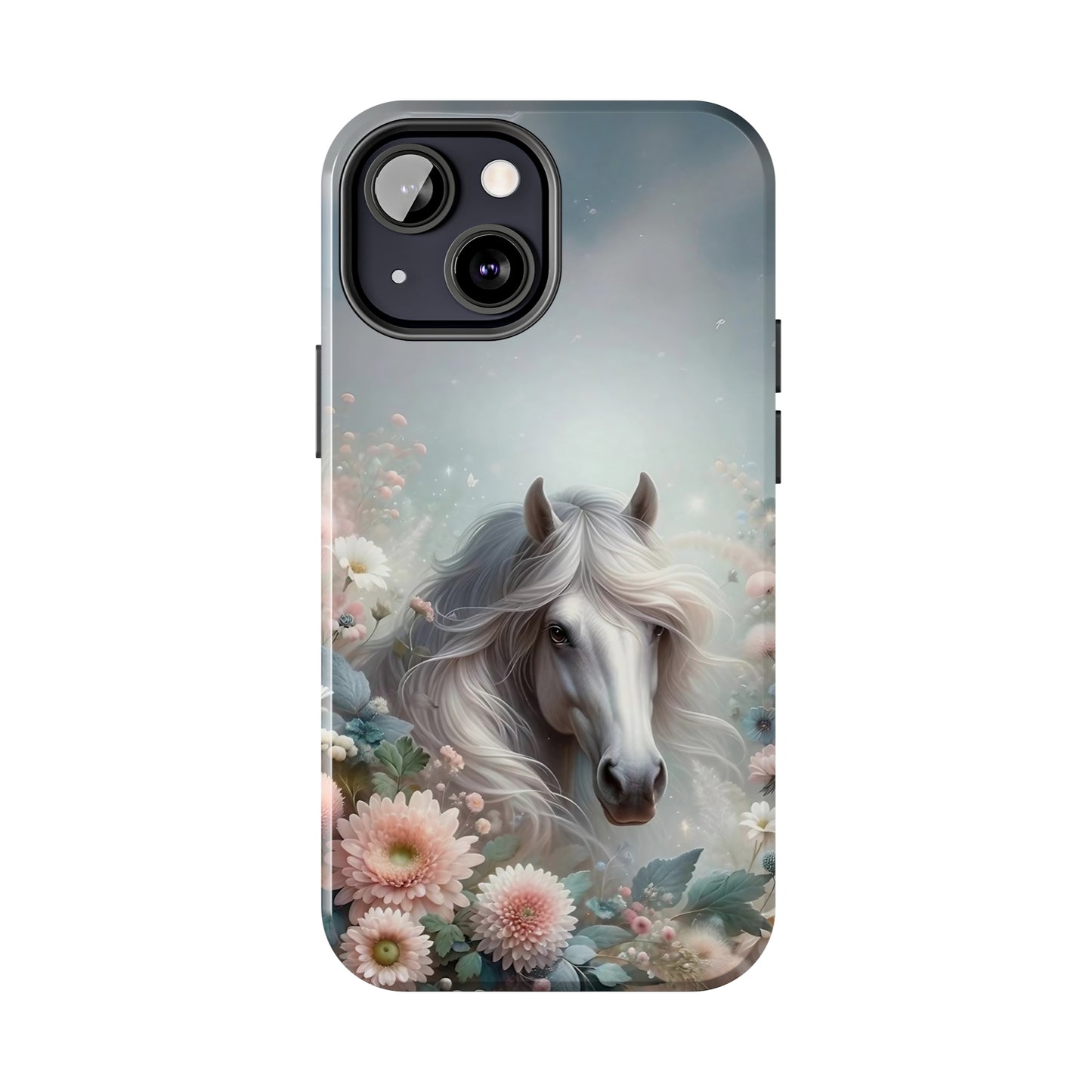 Beautiful Horse and Floral print Design Tough Phone Case compatible with a large variety of iPhone models, Gift, Phone Case