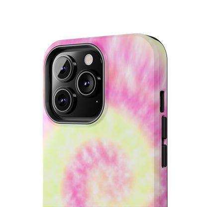 Pink and Yellow Tie Dye Design Phone Case- Lightweight, Impact Resistant Cover for iPhone 6, 6s, 12, 13, 14, 15