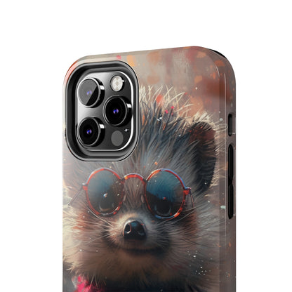 Hedgehog with Glasses and Scarf Design Phone Case- Lightweight, Impact Resistant Cover for iPhone 6, 6s, 12, 13, 14, 15