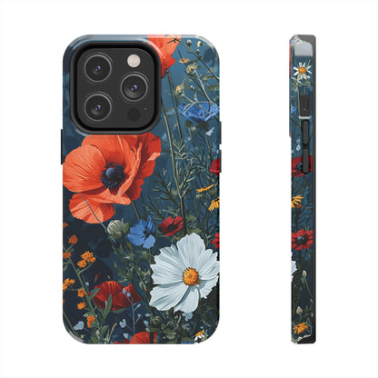 Wildflowers Vibrant Tones Digital print Design Tough Phone Case compatible with a large variety of iPhone models, Gift, Phone Case