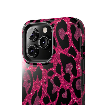 Pink and Black Leopard Design Phone Case- Lightweight, Impact Resistant Cover for iPhone 6, 6s, 12, 13, 14, 15