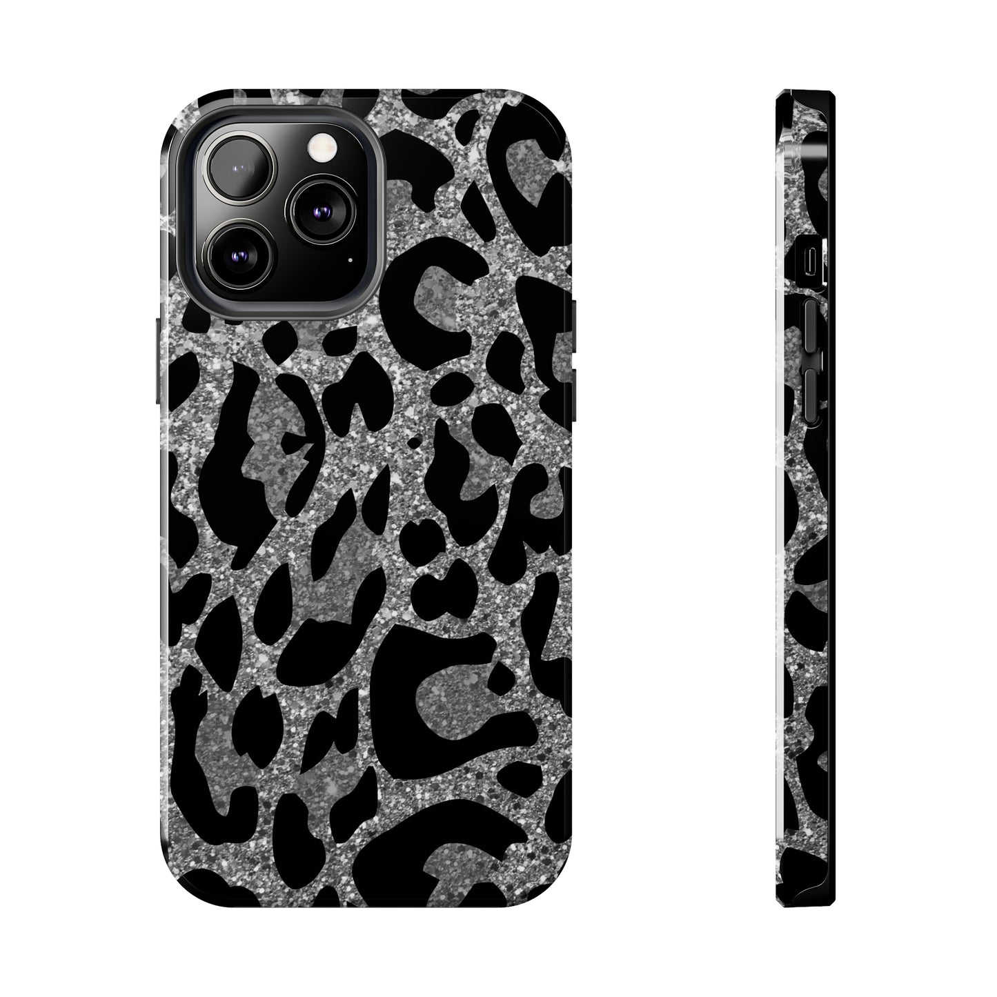 Silver and Black Leopard Design Phone Case- Lightweight, Impact Resistant Cover for iPhone 6, 6s, 12, 13, 14, 15