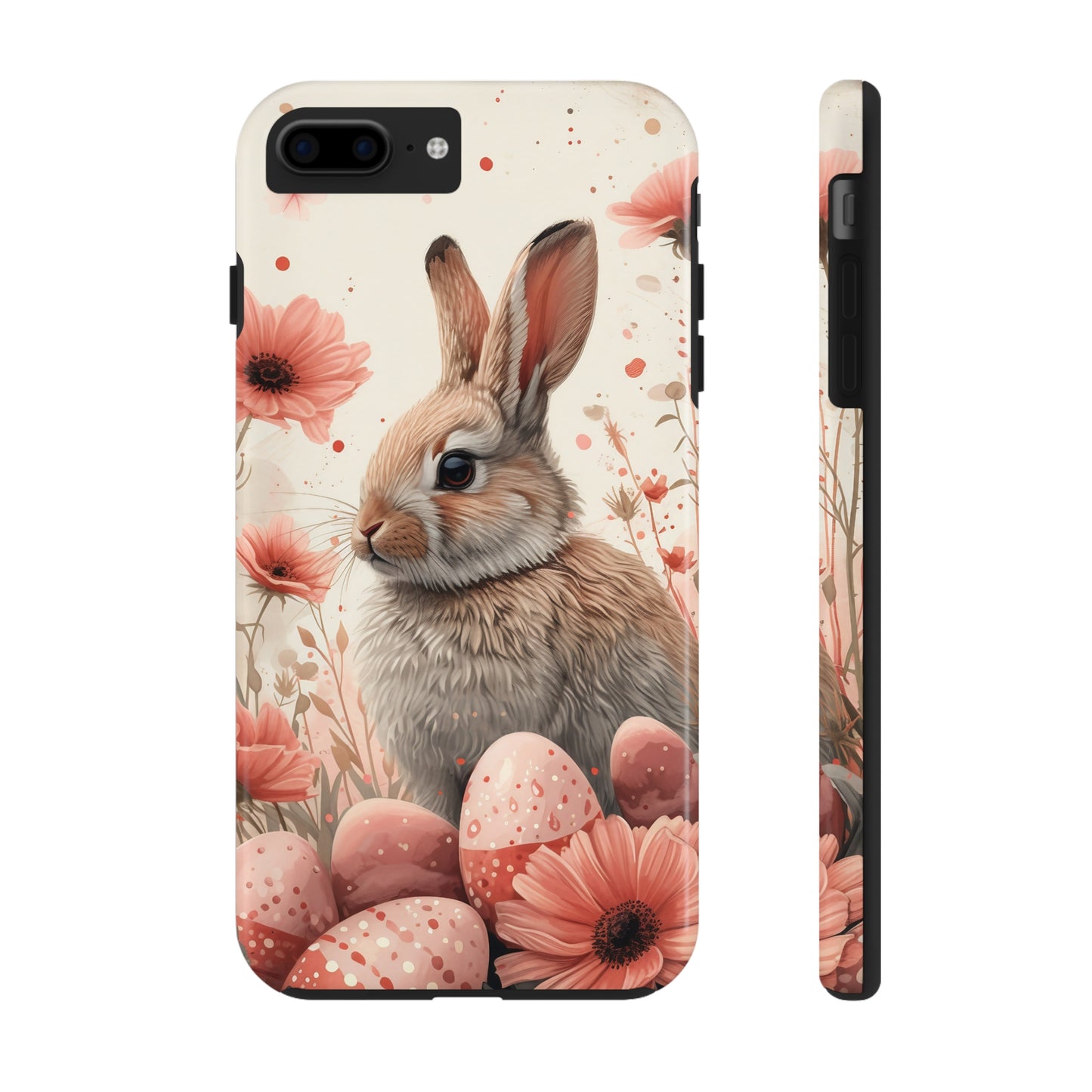 Watercolor Easter Bunny and Spring Flowers Design Phone Case- Lightweight, Impact Resistant Cover for iPhone 6, 6s, 12, 13, 14, 15