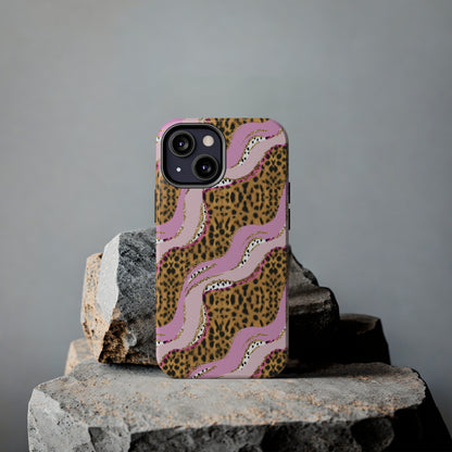 Cheetah Waves with Pink and Gold Design Phone Case- Lightweight, Impact Resistant Cover for iPhone 6, 6s, 12, 13, 14, 15