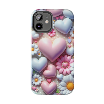 Pastel Heart and Flower Digital print Design Tough Phone Case compatible with a large variety of iPhone models, Gift, Phone Case