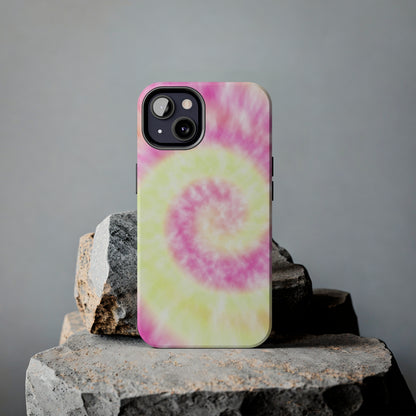 Pink and Yellow Tie Dye Design Phone Case- Lightweight, Impact Resistant Cover for iPhone 6, 6s, 12, 13, 14, 15