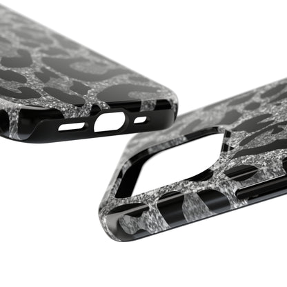 Silver and Black Leopard Design Phone Case- Lightweight, Impact Resistant Cover for iPhone 6, 6s, 12, 13, 14, 15