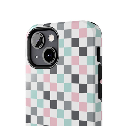 Multicolor Checkerboard print design Tough Phone Case compatible with a large variety of iphone models