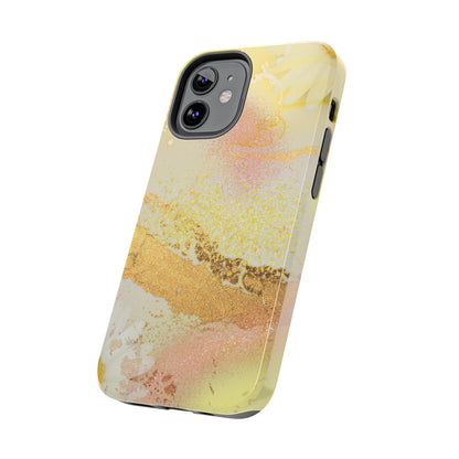 Yellow and Rose Gold Marble design Tough Phone Case compatible with a large variety of iPhone models, Gift, Phone