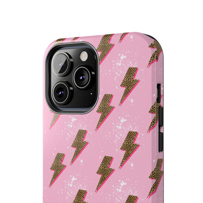 Cheetah Print Lightning Bolts Design Phone Case- Lightweight, Impact Resistant Cover for iPhone 6, 6s, 12, 13, 14, 15