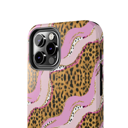 Cheetah Waves with Pink and Gold Design Phone Case- Lightweight, Impact Resistant Cover for iPhone 6, 6s, 12, 13, 14, 15