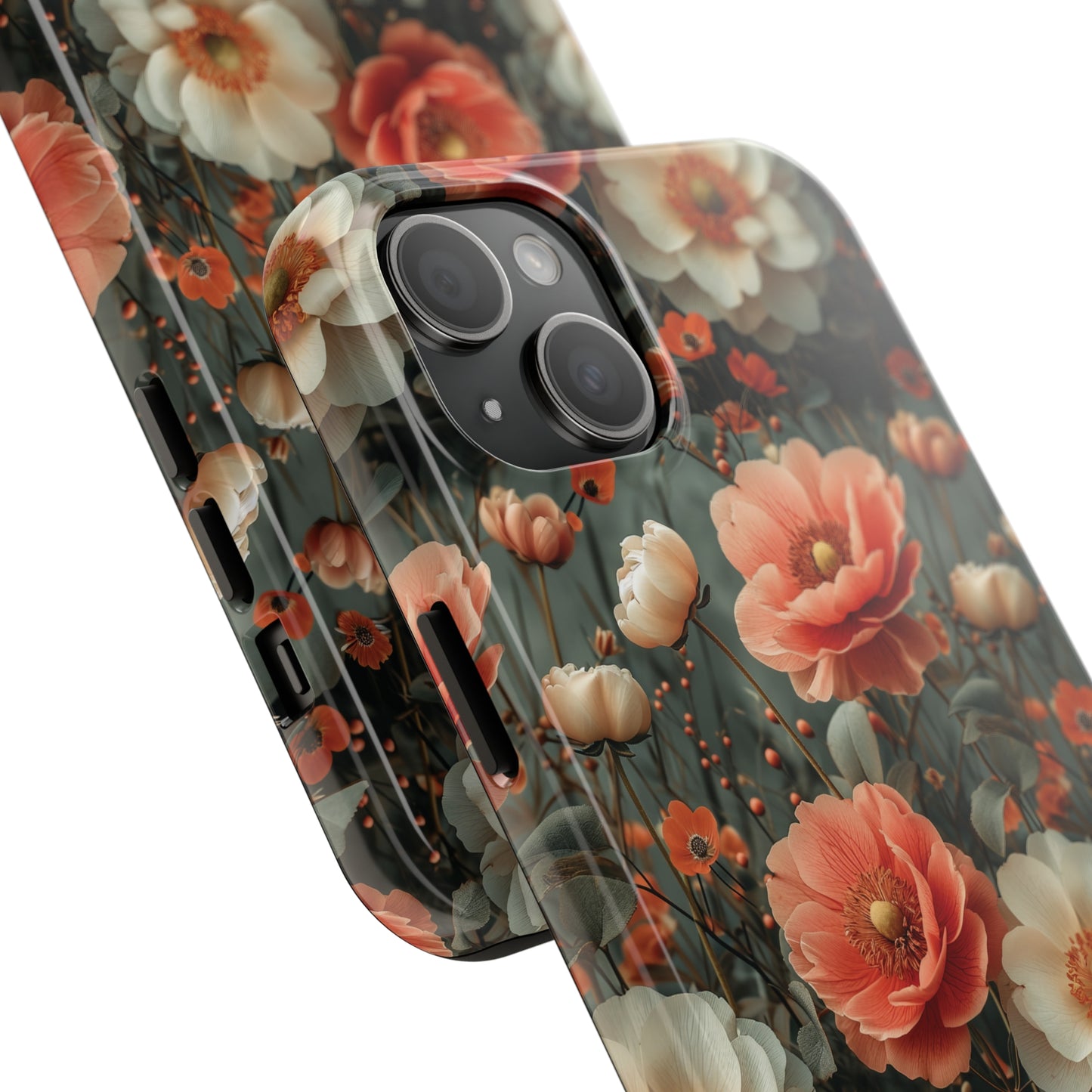 Elegant Peach Flowers Protective Cover, Botanical Garden design Tough Phone Case compatible with a large variety of iphone models