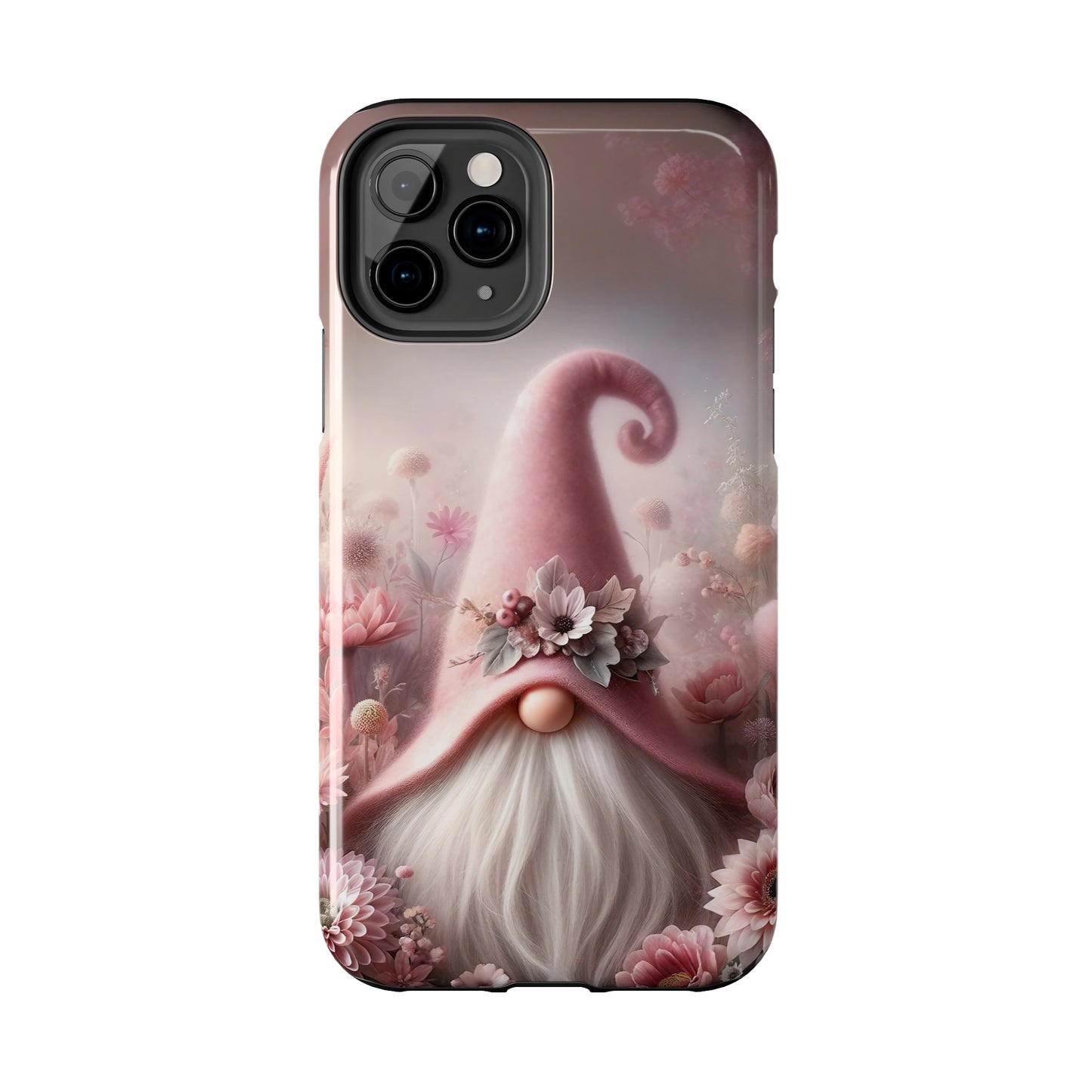 Pink Floral Fantasy Gnome Design Phone Case- Lightweight, Impact Resistant Cover for iPhone 6, 6s, 12, 13, 14, 15