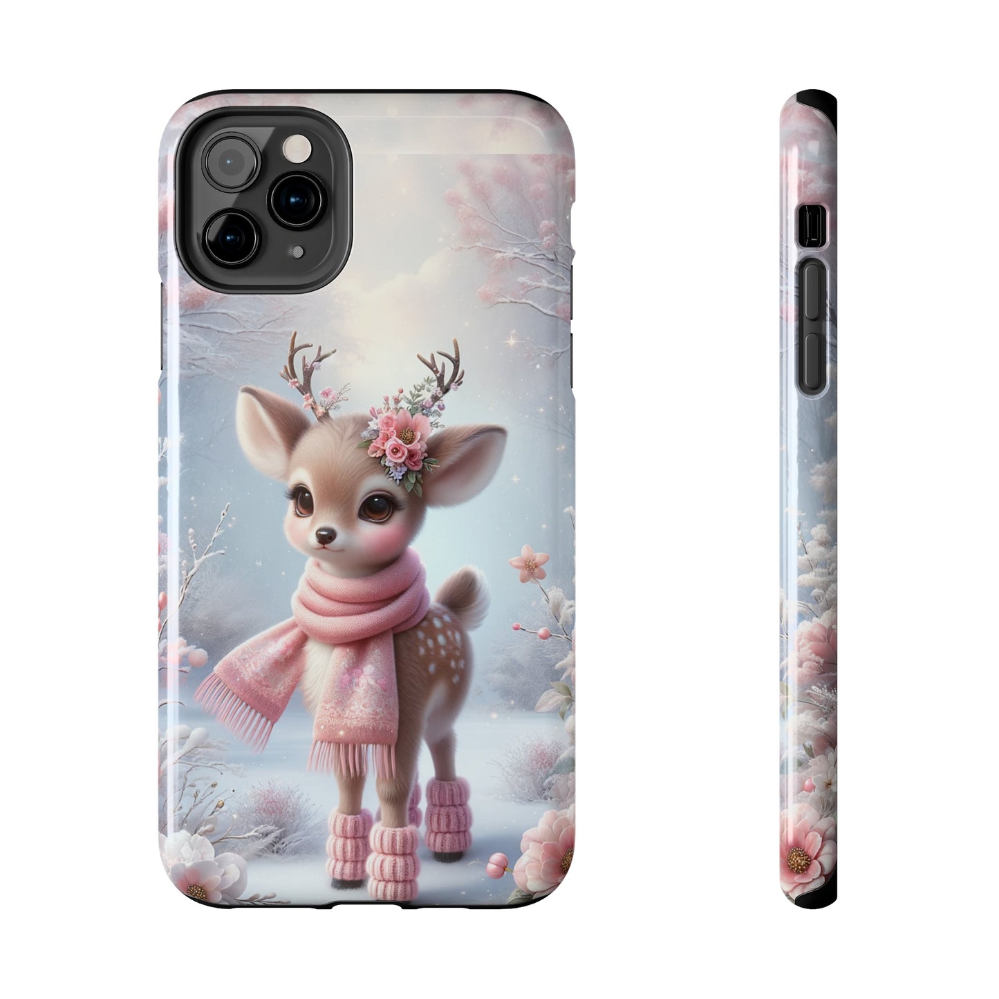 Cute Deer Winter Scene Pattern Design Tough Phone Case compatible with a large variety of iPhone models, Gift, Phone Case