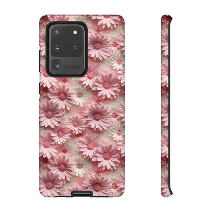3D Pink and White Daisies print design Tough Phone Case compatible with a large variety of Samsung models