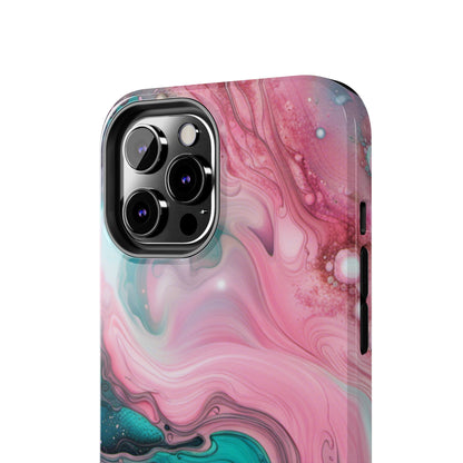 Pink and Teal Alcohol Ink Pattern Design Phone Case compatible with a large variety of iPhone models, Phone Case, Gift