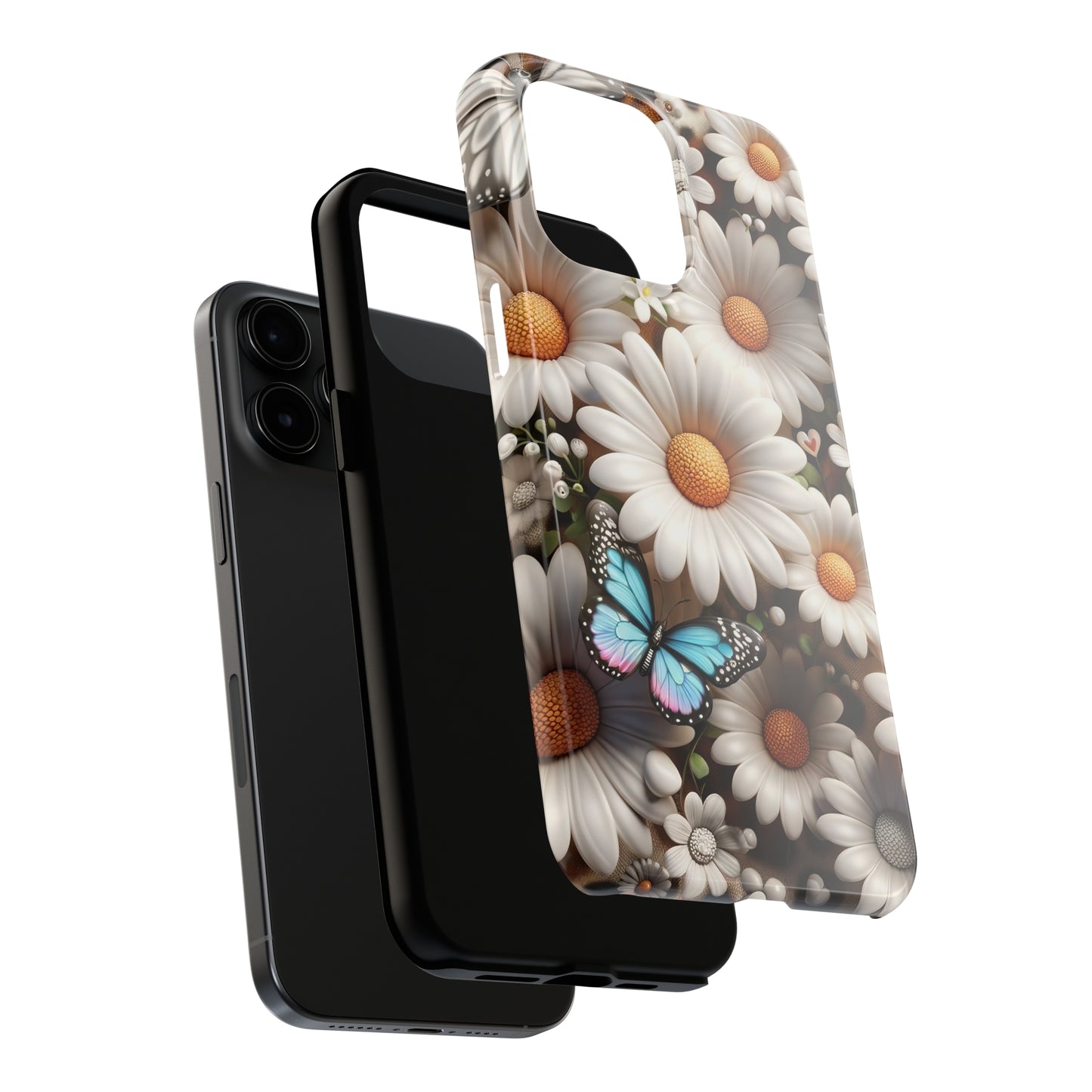 Butterflies, Leopard Print & Daisies Digital print Design Tough Phone Case compatible with a large variety of iPhone models,Gift, Phone Case