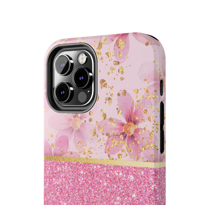 Pink Watercolor flowers and Polka Dot Design Phone Case- Lightweight, Impact Resistant Cover for iPhone 6, 6s, 12, 13, 14, 15