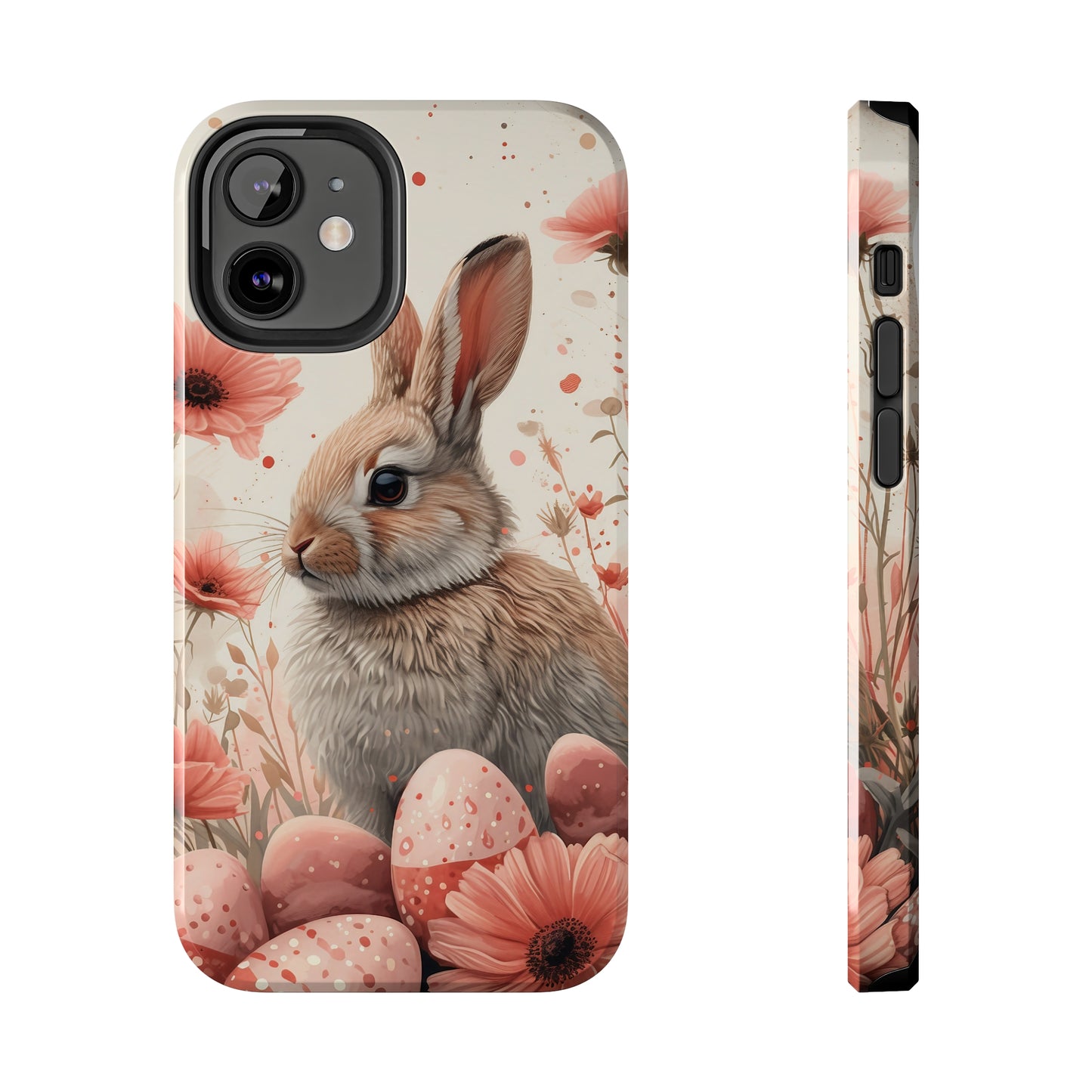 Watercolor Easter Bunny and Spring Flowers Design Phone Case- Lightweight, Impact Resistant Cover for iPhone 6, 6s, 12, 13, 14, 15