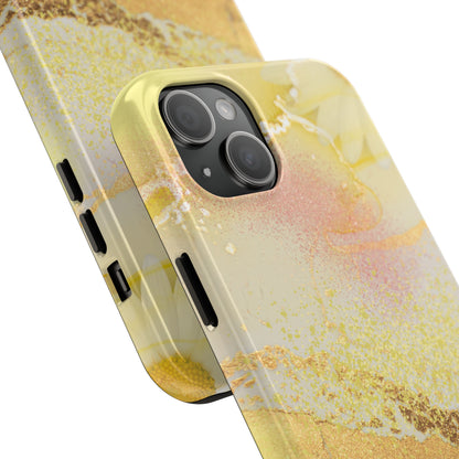 Yellow and Rose Gold Marble design Tough Phone Case compatible with a large variety of iPhone models, Gift, Phone