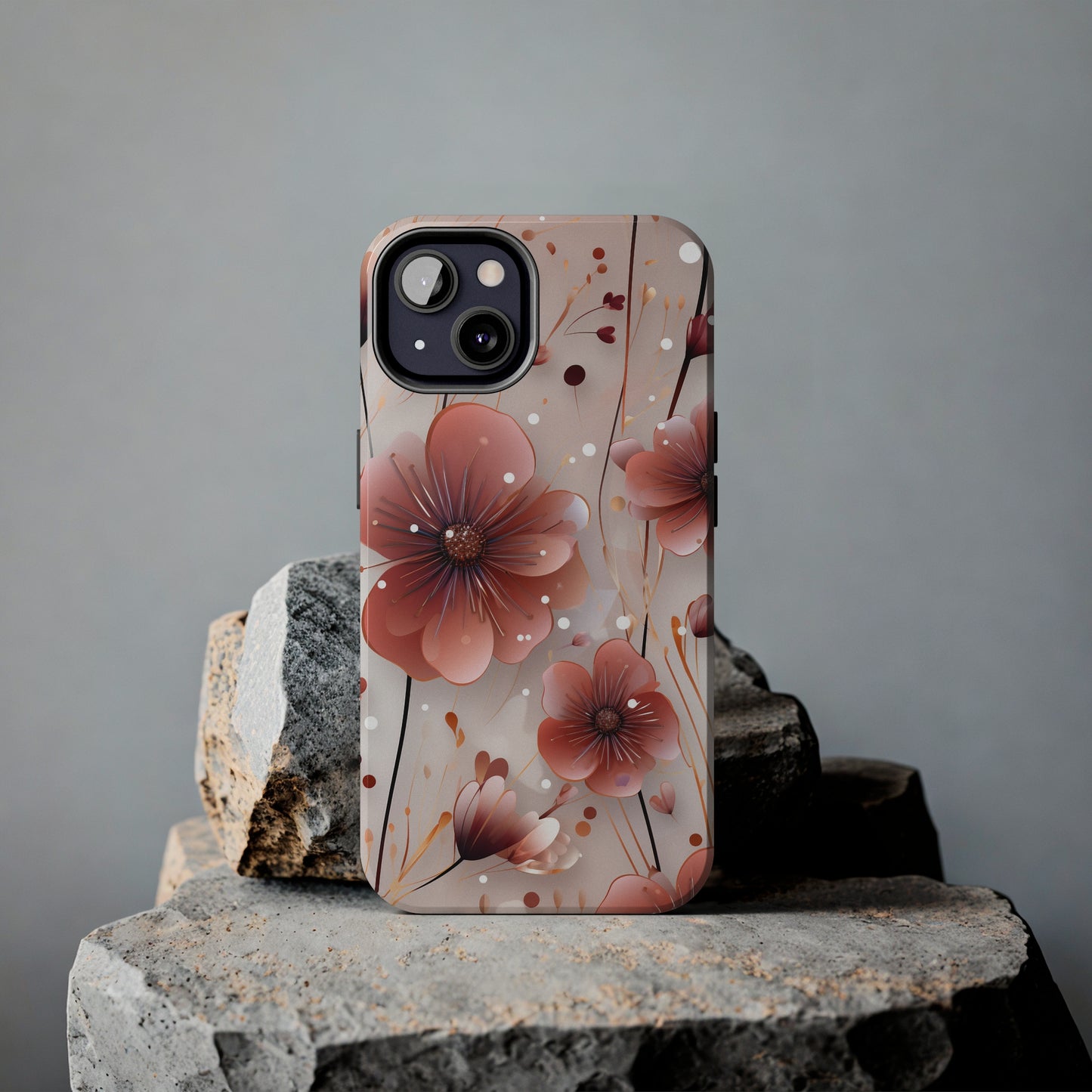 Pretty Mauve Flowers Pattern Design Tough Phone Case compatible with a large variety of iPhone models, Gift, Phone Case