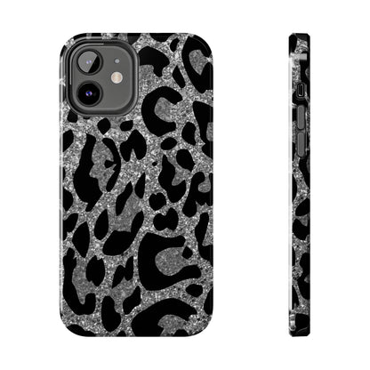 Silver and Black Leopard Design Phone Case- Lightweight, Impact Resistant Cover for iPhone 6, 6s, 12, 13, 14, 15